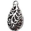 Hollow Bali Pendant Zinc Alloy Jewelry Findings, Teardrop, 12x23mm, Sold by Bag