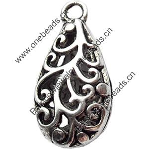 Hollow Bali Pendant Zinc Alloy Jewelry Findings, Teardrop, 12x23mm, Sold by Bag