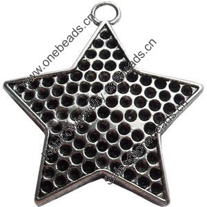 Pendant, Zinc Alloy Jewelry Findings Lead-free, Star, 46x49mm, Sold by Bag