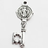Pendant, Zinc Alloy Jewelry Findings Lead-free, key, 13x33mm, Sold by Bag