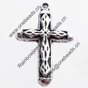 Pendant. Fashion Zinc Alloy jewelry findings. Cross 30x18mm. Sold by Bag