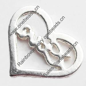 Pendant, Zinc Alloy Jewelry Findings Lead-free, Heart, 13x11mm, Sold by Bag