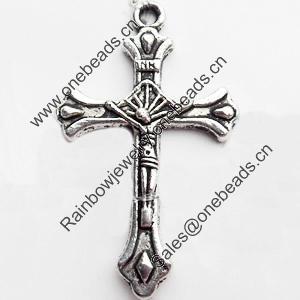 Pendant. Fashion Zinc Alloy jewelry findings. Cross 30x17mm. Sold by Bag