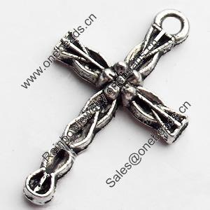 Pendant. Fashion Zinc Alloy jewelry findings. Cross 25x15mm. Sold by Bag