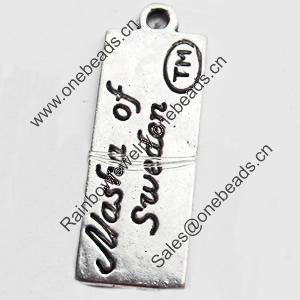 Pendant, Zinc Alloy Jewelry Findings Lead-free, 28x10mm, Sold by Bag