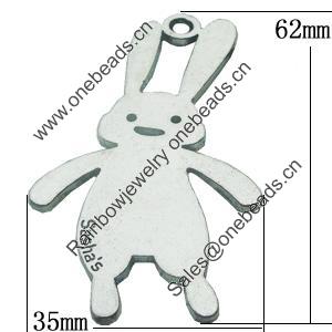 Pendant, Zinc Alloy Jewelry Findings, Lead-free, Rabbit 35x62mm, Sold by Bag