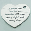 Pendant, Zinc Alloy Jewelry Findings, Lead-free, Heart 56x52mm, Sold by Bag