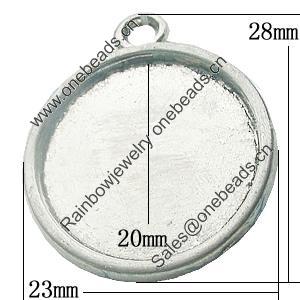 Zinc Alloy Pendant Settings, Lead-free, Outside diameter:23x28mm, Interior diameter:20mm, Sold by Bag