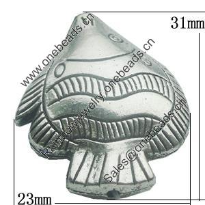 Beads, Zinc Alloy Jewelry Findings, Lead-free, Fish 31x23mm, Sold by Bag