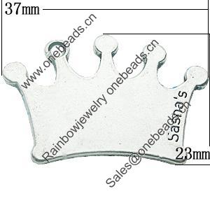 Pendant, Zinc Alloy Jewelry Findings, Lead-free, Crown 37x23mm, Sold by Bag