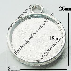 Zinc Alloy Pendant Settings, Lead-free, Outside diameter:21x25mm, Interior diameter:18mm, Sold by Bag