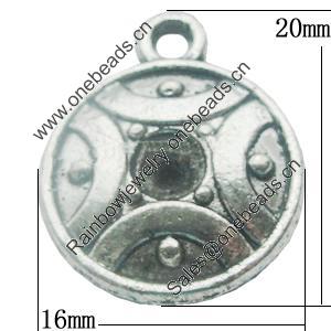 Pendant, Zinc Alloy Jewelry Findings, Lead-free, 16x20mm, Sold by Bag