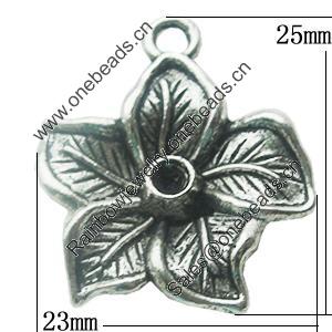 Pendant, Zinc Alloy Jewelry Findings, Lead-free, Flower 23x25mm, Sold by Bag