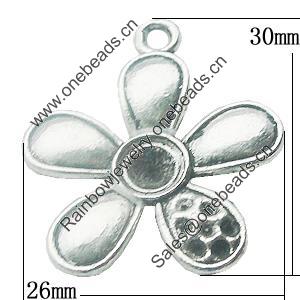 Pendant, Zinc Alloy Jewelry Findings, Lead-free, Flower 26x30mm, Sold by Bag