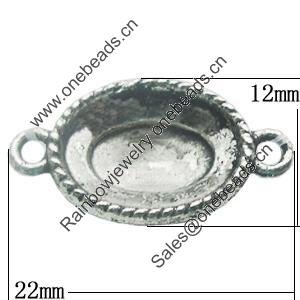Connectors, Zinc Alloy Jewelry Findings, Lead-free, 22x12mm, Sold by Bag