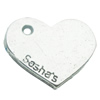 Pendant, Zinc Alloy Jewelry Findings, Lead-free, Heart 23x18mm, Sold by Bag