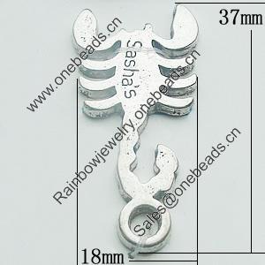 Pendant, Zinc Alloy Jewelry Findings, Lead-free, 18x37mm, Sold by Bag