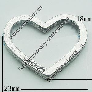 Connectors, Zinc Alloy Jewelry Findings, Hollow Heart 23x18mm, Sold by Bag