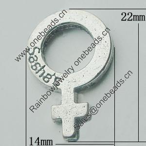 Pendant, Zinc Alloy Jewelry Findings, Lead-free, 14x22mm, Sold by Bag