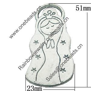 Pendant, Zinc Alloy Jewelry Findings, Lead-free, 23x51mm, Sold by Bag