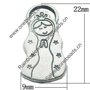 Pendant, Zinc Alloy Jewelry Findings, Lead-free, 9x22mm, Sold by Bag