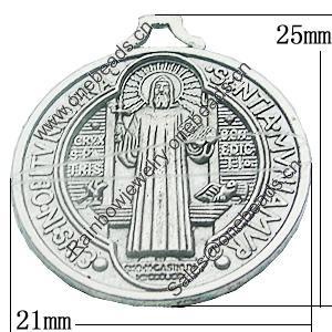 Pendant, Zinc Alloy Jewelry Findings, Lead-free, 21x25mm, Sold by Bag