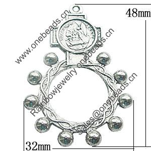 Pendant, Zinc Alloy Jewelry Findings, Lead-free, 32x48mm, Sold by Bag