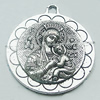 Pendant, Zinc Alloy Jewelry Findings, Lead-free, 36x40mm, Sold by Bag
