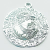 Pendant, Zinc Alloy Jewelry Findings, Lead-free, 37x43mm, Sold by Bag