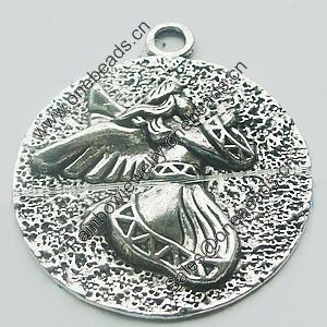 Pendant, Zinc Alloy Jewelry Findings, Lead-free, 37x43mm, Sold by Bag