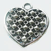 Pendant, Zinc Alloy Jewelry Findings, Lead-free, Heart 33x34mm, Sold by Bag