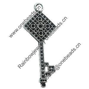 Pendant, Zinc Alloy Jewelry Findings, Lead-free, Key 24x59mm, Sold by Bag