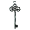 Pendant, Zinc Alloy Jewelry Findings, Lead-free, Key 28x67mm, Sold by Bag