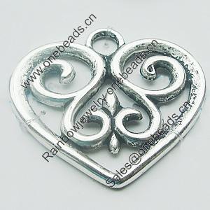 Pendant, Zinc Alloy Jewelry Findings, Lead-free, Heart 33x29mm, Sold by Bag