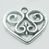 Pendant, Zinc Alloy Jewelry Findings, Lead-free, Heart 33x29mm, Sold by Bag