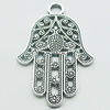 Pendant, Zinc Alloy Jewelry Findings, Lead-free, Hand 24x42mm, Sold by Bag