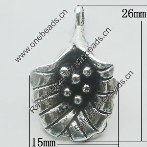 Pendant, Zinc Alloy Jewelry Findings, Lead-free, Flower 15x26mm, Sold by Bag