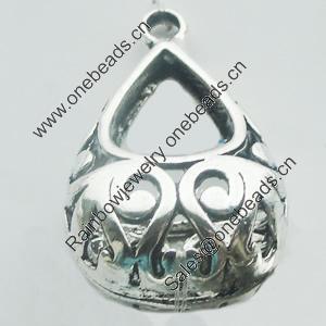 Hollow Bali Pendant Zinc Alloy Jewelry Findings, Leaf-free, Teardrop 18x28mm, Sold by Bag