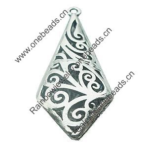 Hollow Bali Pendant Zinc Alloy Jewelry Findings, Leaf-free, Teardrop 19x52mm, Sold by Bag