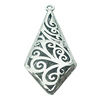 Hollow Bali Pendant Zinc Alloy Jewelry Findings, Leaf-free, Teardrop 19x52mm, Sold by Bag