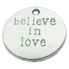 Pendant, Zinc Alloy Jewelry Findings, Lead-free, Flat Round 20mm, Sold by Bag