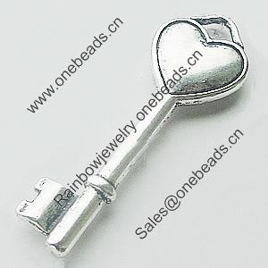 Pendant, Zinc Alloy Jewelry Findings, Lead-free, Key 43x14mm, Sold by Bag