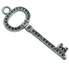 Pendant, Zinc Alloy Jewelry Findings, Lead-free, Key 61x22mm, Sold by Bag