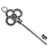 Pendant, Zinc Alloy Jewelry Findings, Lead-free, Key 65x23mm, Sold by Bag