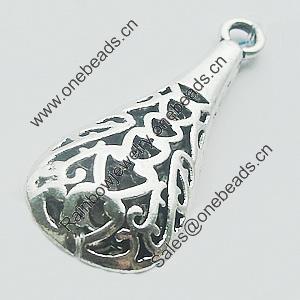 Hollow Bali Pendant Zinc Alloy Jewelry Findings, Leaf-free, 13x32mm, Sold by Bag