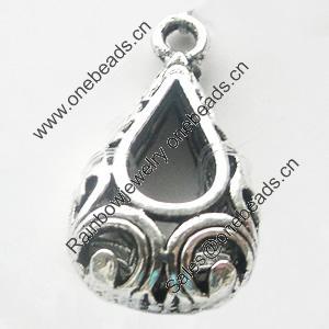 Hollow Bali Pendant Zinc Alloy Jewelry Findings, Leaf-free, Teardrop 14x23mm, Sold by Bag