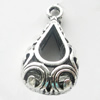 Hollow Bali Pendant Zinc Alloy Jewelry Findings, Leaf-free, Teardrop 14x23mm, Sold by Bag