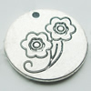 Pendant, Zinc Alloy Jewelry Findings, Lead-free, Flat Round 25mm, Sold by Bag