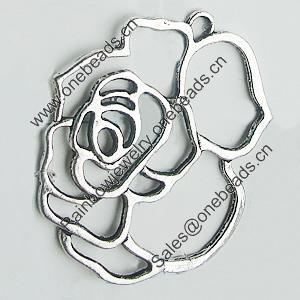 Pendant, Zinc Alloy Jewelry Findings, Lead-free, Flower 48x43mm, Sold by Bag