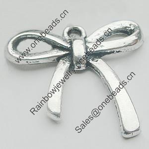 Pendant, Zinc Alloy Jewelry Findings, Lead-free, Bowknot 26x25mm, Sold by Bag